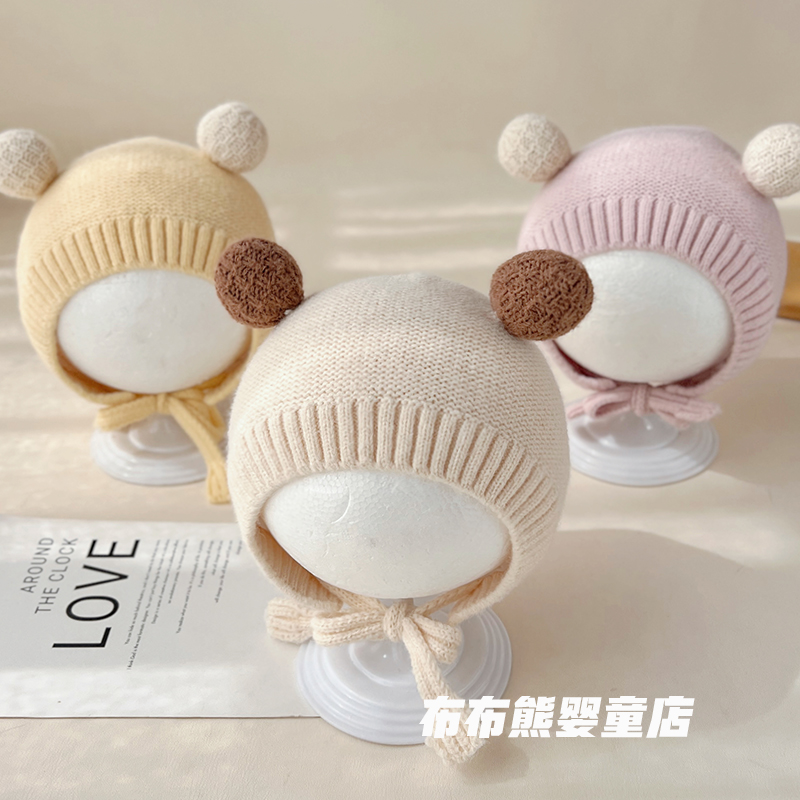 婴儿帽子冬季可爱加厚针织护耳帽