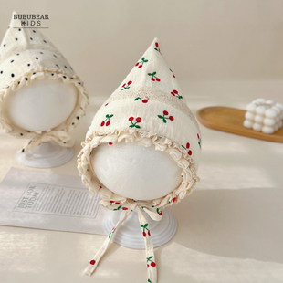 女宝宝春秋薄款公主洋气护耳帽婴儿秋季外出防风包头帽幼儿精灵帽