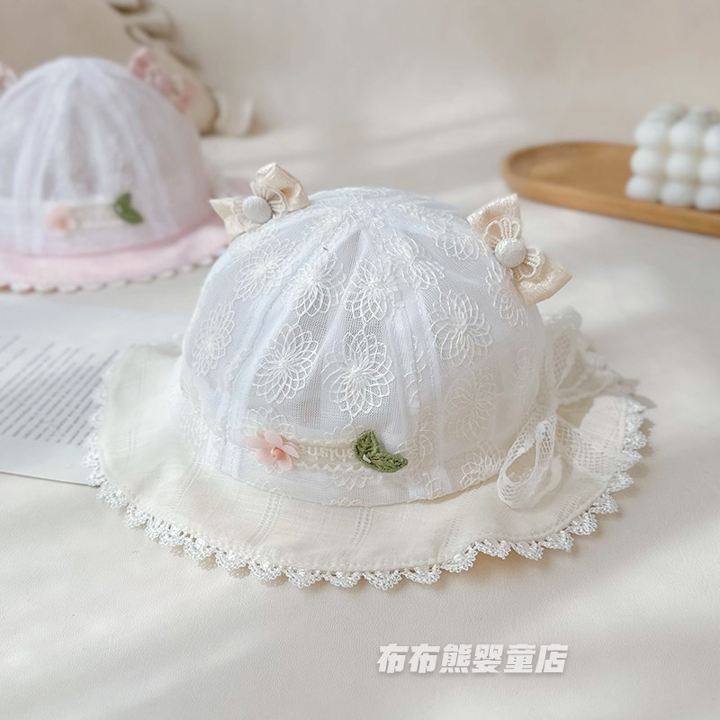 夏季婴儿网纱渔夫防晒帽