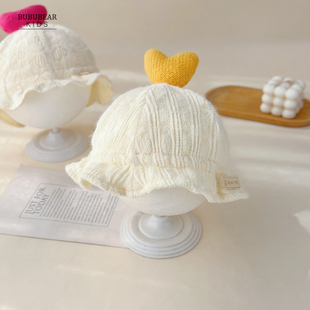 宝宝帽子春秋季韩版渔夫帽婴儿可调节遮阳帽秋天婴幼儿外出太阳帽