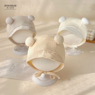 婴儿帽子春秋季韩版可爱护耳帽男女宝宝夏天遮阳包头帽小月龄胎帽