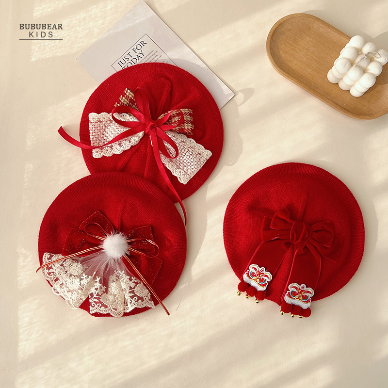 其他贝雷帽无檐喜庆童帽