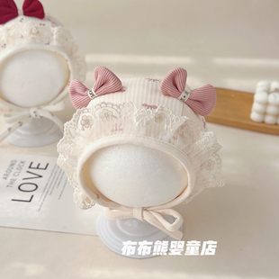 婴儿帽子春秋季韩版洋气公主帽女宝宝秋天包头帽婴幼儿护耳帽胎帽