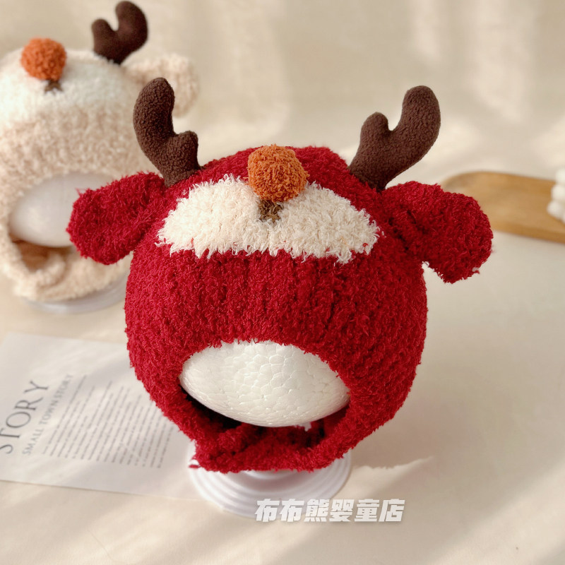 宝宝帽子冬季保暖加厚护耳帽婴儿秋冬天防风包头帽婴幼儿童毛绒帽