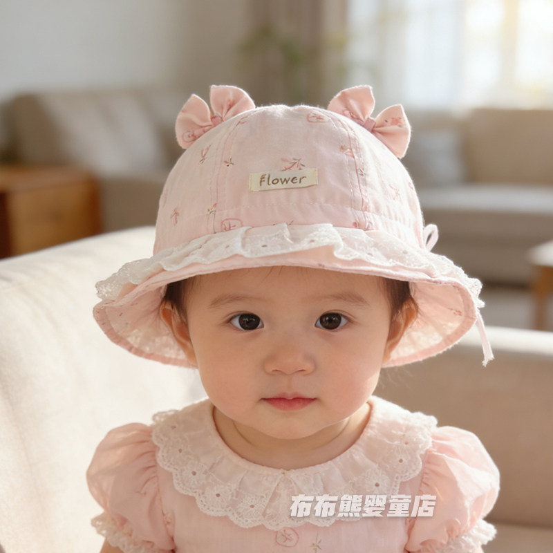 春夏薄款女宝宝公主防晒渔夫帽