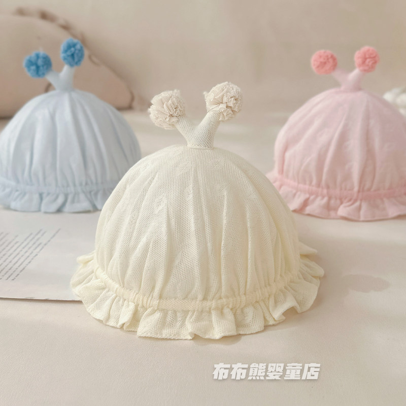 婴儿夏季薄款可爱渔夫帽男女宝宝夏天护囟门帽新生婴幼儿无骨胎帽