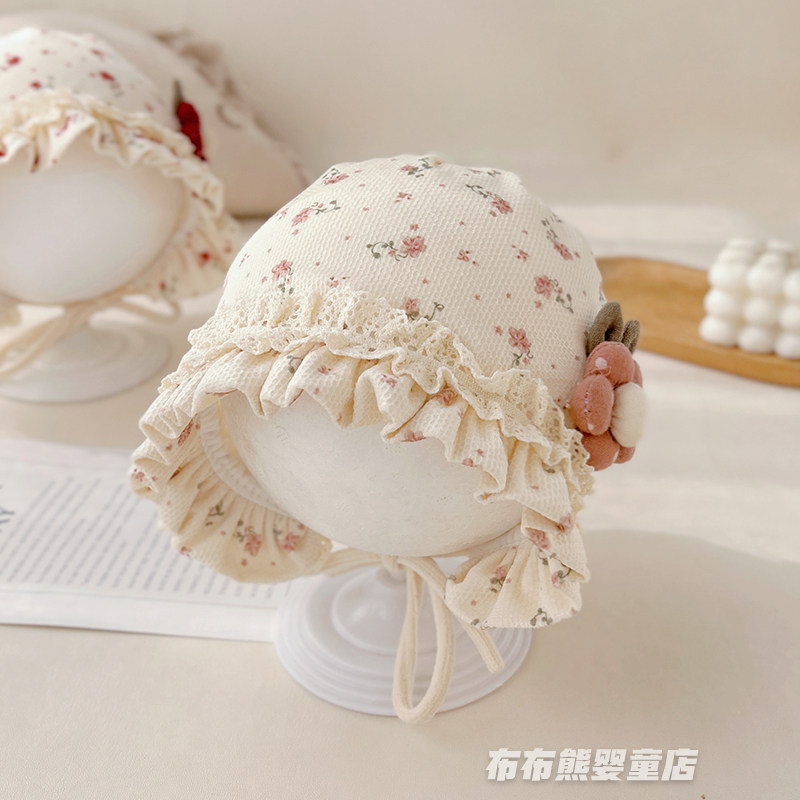 春秋婴儿护耳防晒公主帽