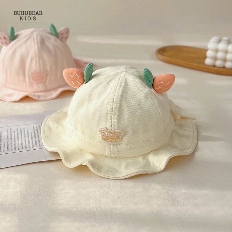 宝宝帽子春秋薄款渔夫帽婴儿秋季遮阳防晒盆帽婴幼儿可调节太阳帽