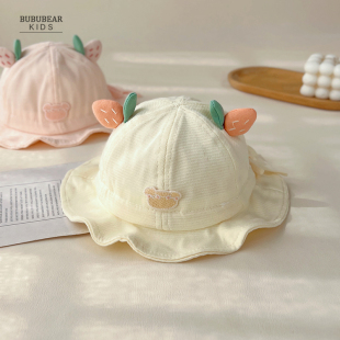 宝宝帽子春秋薄款渔夫帽婴儿秋季遮阳防晒盆帽婴幼儿可调节太阳帽