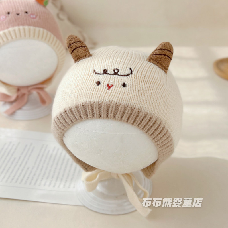 婴儿秋冬可爱保暖护耳针织帽