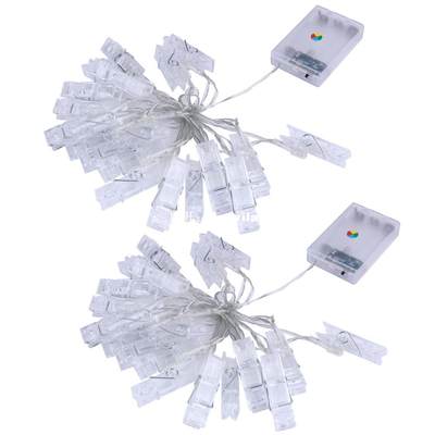 极速2.3M 20 LED Photo Clip String Lights Battery Operated LE