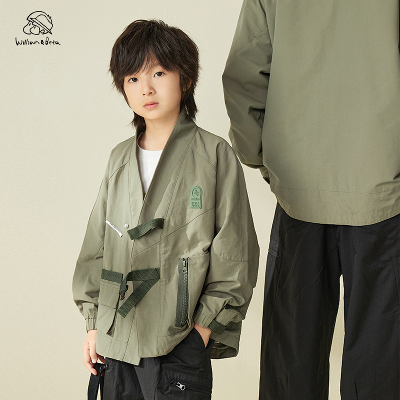 williambeta童装2023新款复古工装V领开襟式儿童外套亲子,童装/婴儿装/亲子装,普通外套,淘宝优惠券,粉丝福利购,淘宝优惠卷