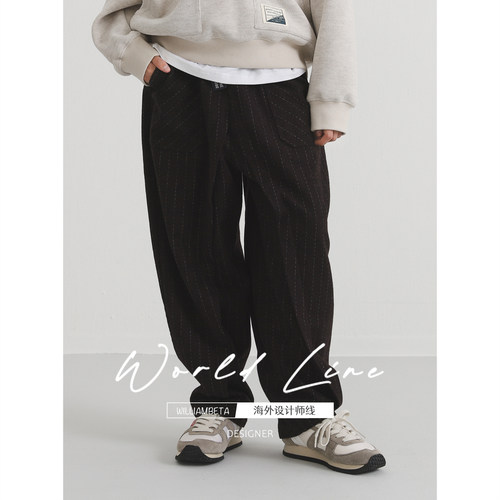 williambeta海外设计师线25冬新款羊毛混纺提花儿童休闲裤毛呢裤