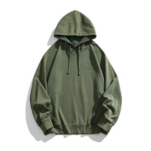 2025秋季新款美式高街休闲重磅宽松纯棉连帽卫衣男款潮牌秋冬装男