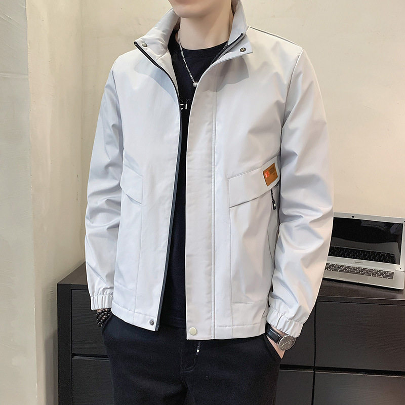 外套男秋冬季2025新款夹克男士加绒加厚青年潮流休闲立领上衣男装