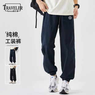 美式纯棉工装裤子男生2025春夏新款潮流宽松束脚裤春夏款休闲长裤