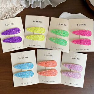 新款 简约彩色亮片儿童水滴BB夹小女孩百搭发卡边夹碎发刘海夹发饰