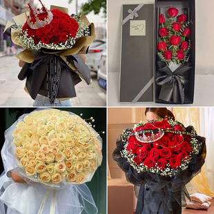 南昌市新建区安义县进贤县同城配送鲜花速递情人节送女友玫瑰花束