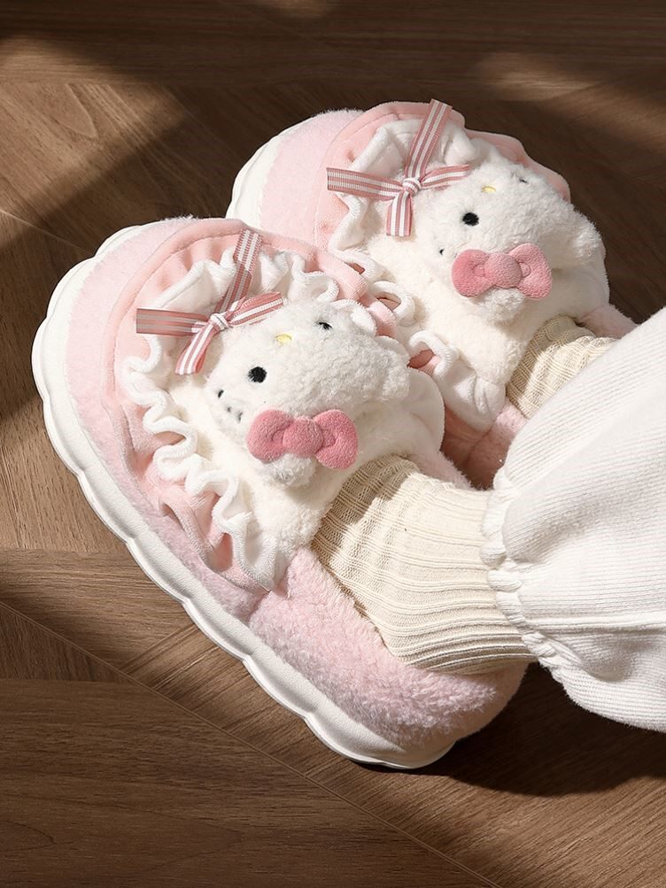 HelloKitty猫棉拖鞋女士冬季包跟2023新款毛绒防滑月子鞋棉鞋女款