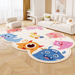 不规则异形地毯客厅儿童爬爬垫防水免洗可擦PVC卡通可爱卧室地垫
