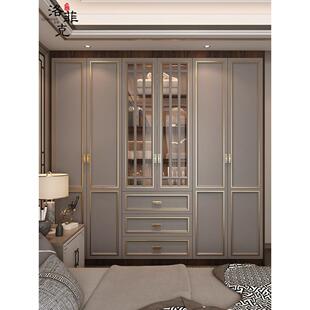 新中式实木大衣柜卧室家用覆古轻奢玻璃门现代中式高端衣帽间柜子