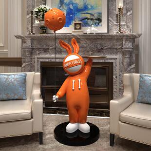 创意家居客厅电视柜托盘收纳装饰品树脂工艺品太空兔大型落地摆件