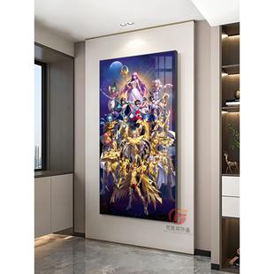 黄金圣斗士星矢全家福玄关装饰画 画沙加紫龙动漫挂画 画卧室宿舍