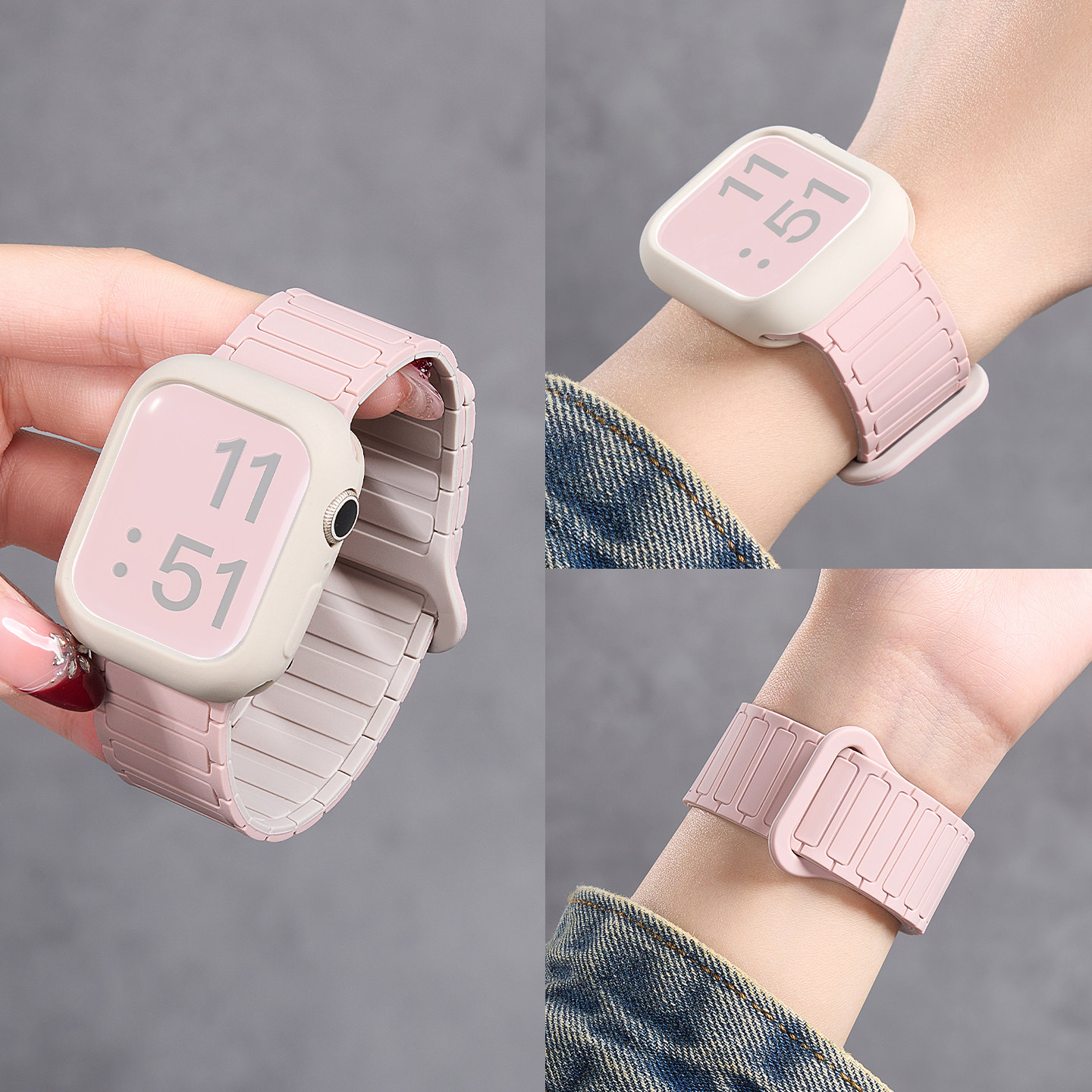 婧仪同款匠戴适用iwatch11表带苹果S11手表applewatch10磁吸软壳S10新款秋冬高级se3智能运动腕带S9女生时尚