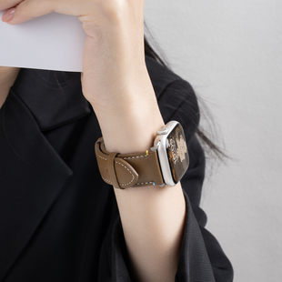 匠戴适用苹果S11手表iwatch11表带applewatch10锁线小羊皮S10新款 男女生SE3智能运动11高级 真皮S9秋冬S8时尚