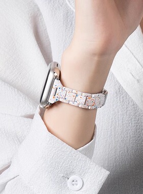 适用苹果S11手表iwatch11表带applewatch9新款S10泼墨S9小蛮腰树脂S8夏季女款SE3运动7创意10智能6可爱高级