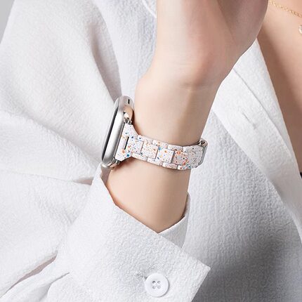 适用苹果S9手表iwatch8表带applewatch9新款S10泼墨S8小蛮腰树脂S7夏季女款SE运动7创意10智能6可爱高级