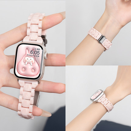 适用苹果S9手表iwatch8表带applewatch9新款S8小蛮腰树脂S7夏季女生SE运动可爱风7创意S10高级10透气新品