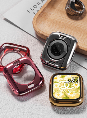适用苹果手表s11保护壳applewatch11表带iwatch保护套s7表盘se代边框10表壳膜s6超薄44/42软38/40女夏个性s8