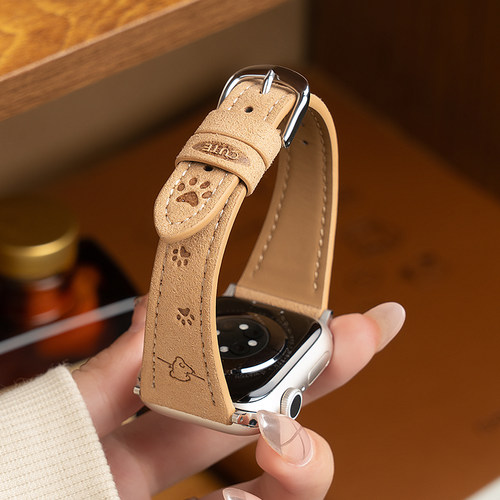 匠戴适用iwatch小众翻毛真皮表带