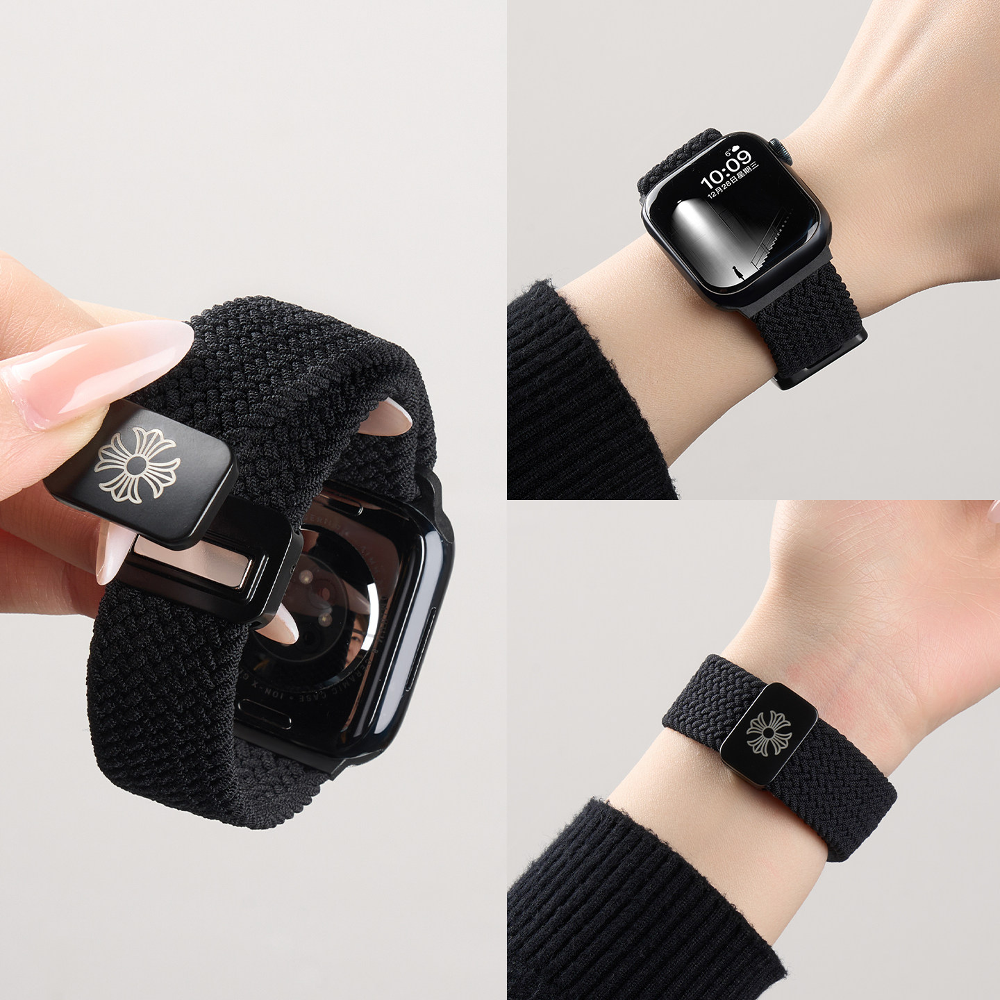 匠戴适用苹果S11手表iwatch11表带applewatch10创意镭雕磁吸S8春夏天尼龙运动se3新款编织8女款高级S7男智能