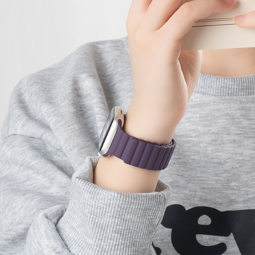 匠戴适用iwatch拼色磁吸硅胶表带