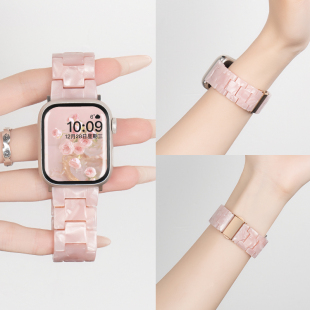 匠戴适用苹果S10手表iwatch11表带applewatch9新款粉色树脂S9夏季S8女款可爱SE智能S7运动创意S6高级时尚腕带
