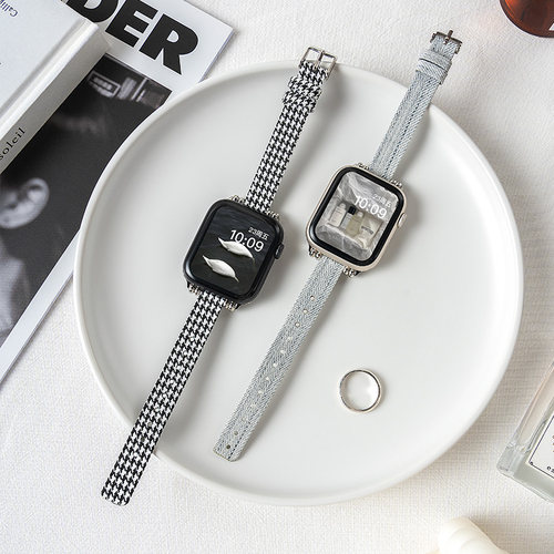 匠戴适用iWatch千鸟格帆布表带