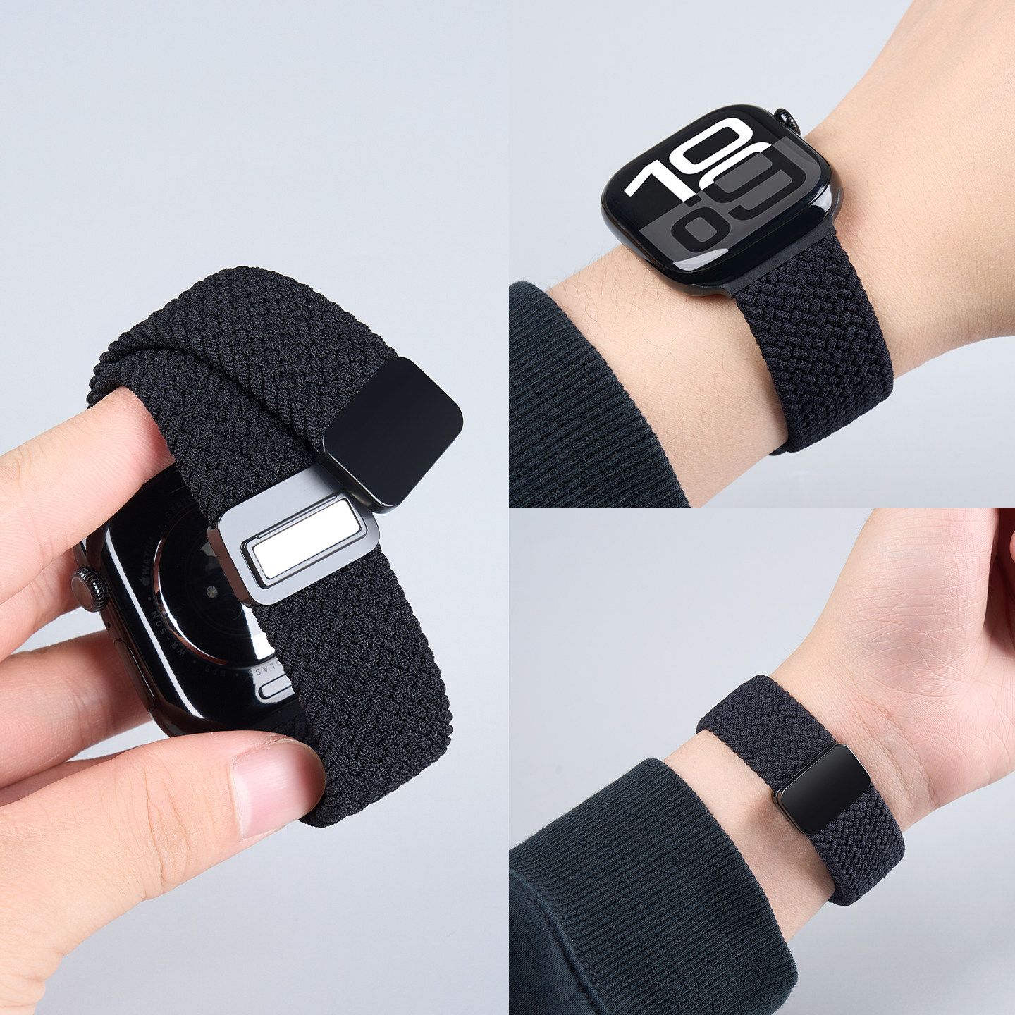 匠戴适用苹果S11手表iWatchs10表带AppleWatchUltra3/2编织9代磁吸SE弹力尼龙S8运动7透气6男款5高级女腕表带