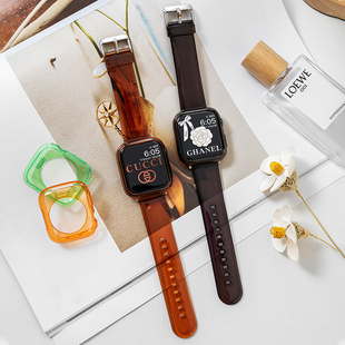 适用苹果S11手表applewatch11表带iWatch10代保护壳s8表套s7表壳44表盘保护套S10女款watchs小众se夏硅胶个性