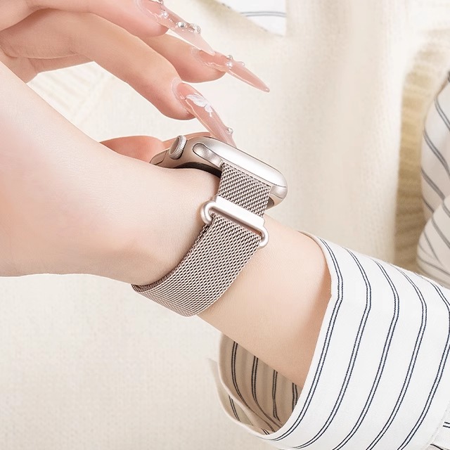 匠戴适用iwatch10表带苹果S10手表applewatch8新款中环米兰10高级金属S9创意磁吸扣S8夏天8女S7腕带7小蛮腰