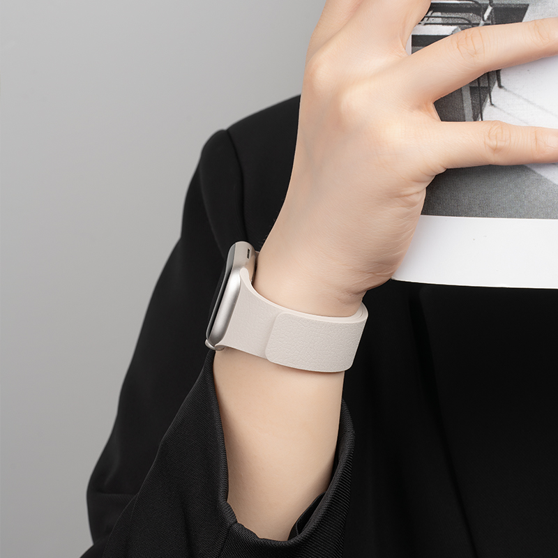 匠戴适用iwatch10苹果手表S10表带applewatch9磁吸S8硅胶女款荔枝纹皮S9新款Ultra男SE运动8创意腕带高级夏季