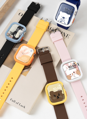 适用苹果S11手表iwatch11表带applewatch10可爱S8硅胶S7夏季S10女款SE3新款运动7男S6保护壳iphonewatch高级