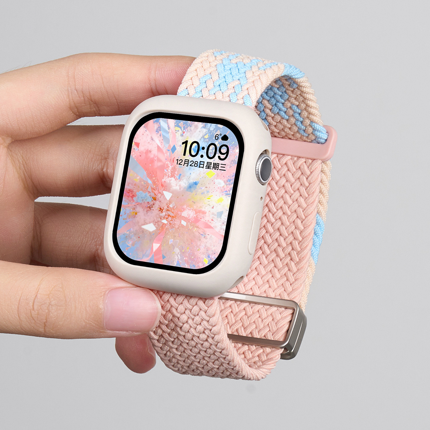 匠戴适用iwatch撞色编织磁吸表带