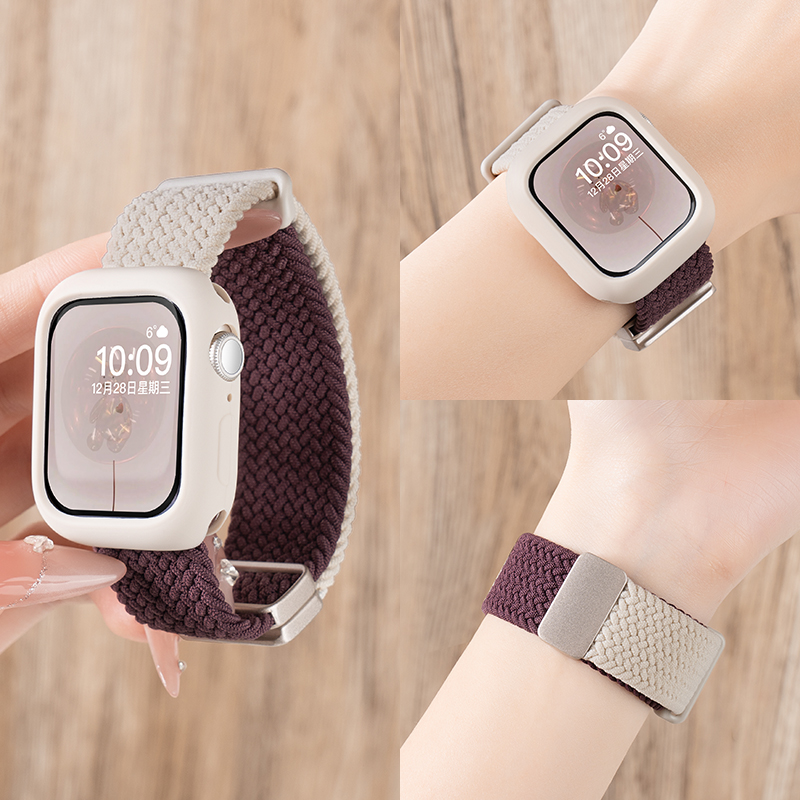 匠戴适用iwatch撞色编织磁吸表带