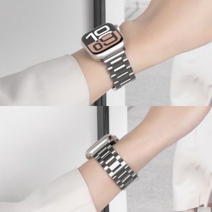 匠戴适用iwatch11表带苹果S10手表applewatch9三珠钢带10高级新款 金属男女Ultra智能运动SE3 S9创意夏天S8时尚