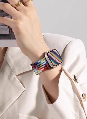 适用iwatch11表带S11苹果S10手表applewatch9夏季10新款S8尼龙S7编织磁吸6高级新年红色SE3女男运动ultra创意