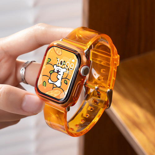 匠戴适用iwatch果冻冰川表带加壳