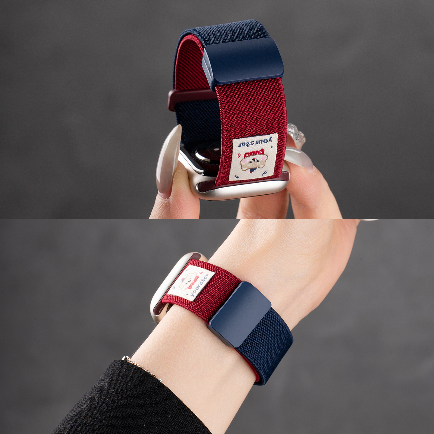 匠戴适用iWatch拼色尼龙布贴表带