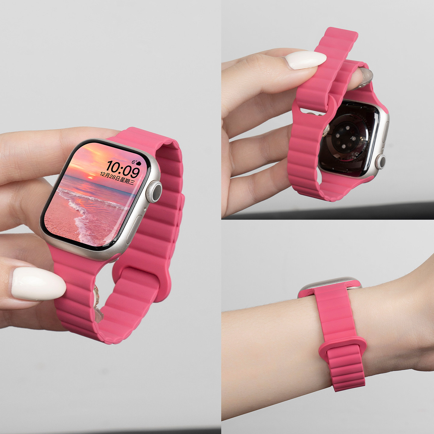 匠戴适用iwatch10表带苹果S11手表applewatch9高级磁吸硅胶S9新款运动8夏天女款SE3小蛮腰智能11创意小众